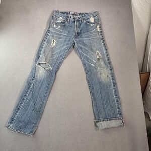 Selvedge Jeans Mens Slim Straight Thrashed Light Wash Justin Fits 29x32